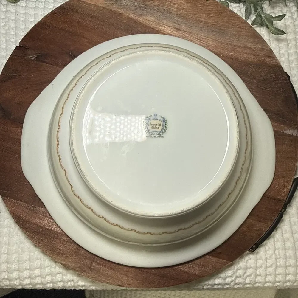 Imperial China Japan Covered Vegetable Bowl Tureen Floral Gold Serving Dish Vtg